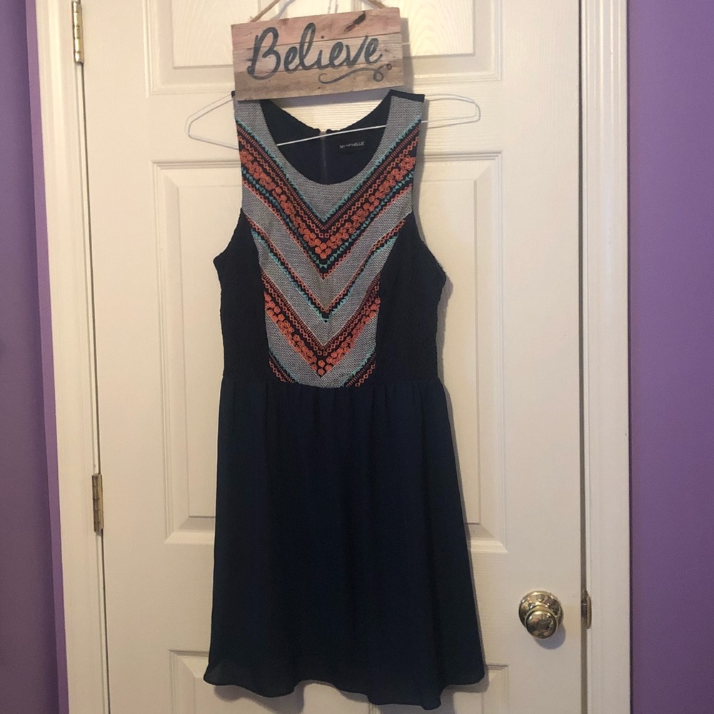 My Michelle Navy Blue Skater Dress